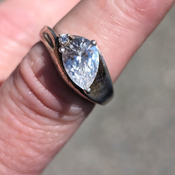 Vintage Diamonique CZ 925 Sterling Silver Ring Size 6.75 - Picture 1 of 4